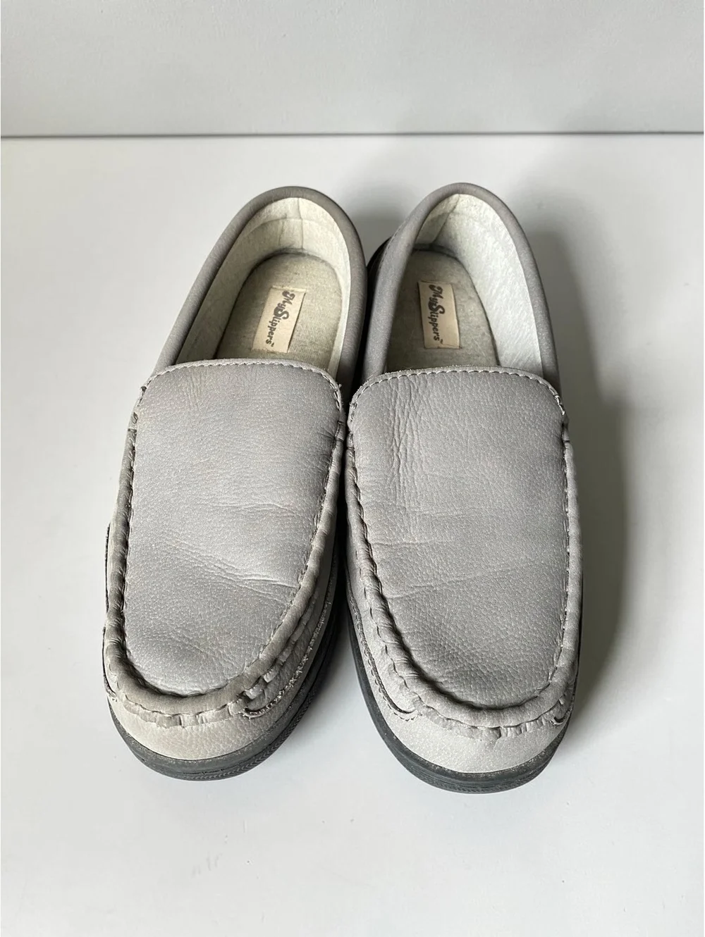 Men Moccasin Slippers Size 10 Slip On Comfort Gray Suede House Shoes Indoor